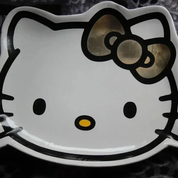 Hello Kitty Sanrio Jewelry Tray/Decorative Plate Gold Bow - Picture 1 of 7